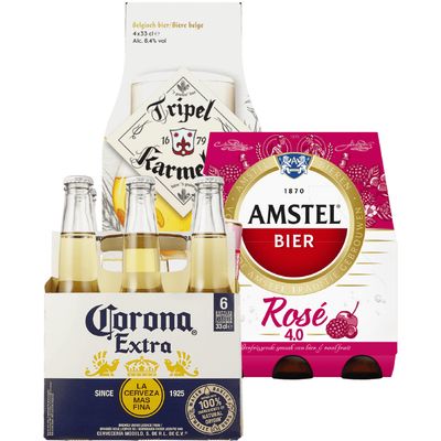 Corona, Tripel Karmeliet of Amstel Rosé 