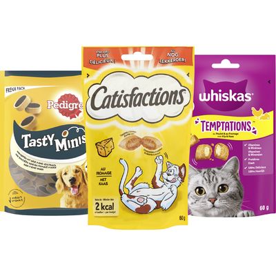 Alle Pedigree, Whiskas of Catisfaction Snacks