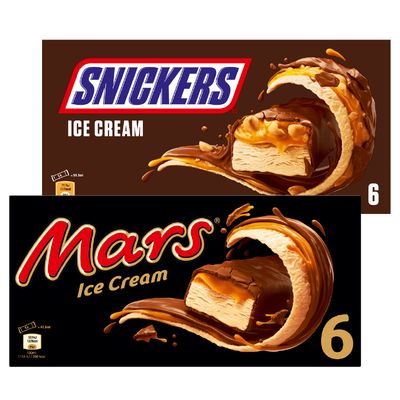 Mars, Snickers, Twix of Bounty Ice cream bars
