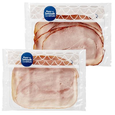 PLUS Puur van Smaak Kipfilet naturel, gebakken beenham of abdijham