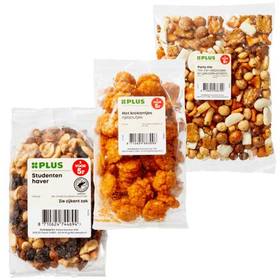 PLUS Pinda's, noten of rijstzoutjes