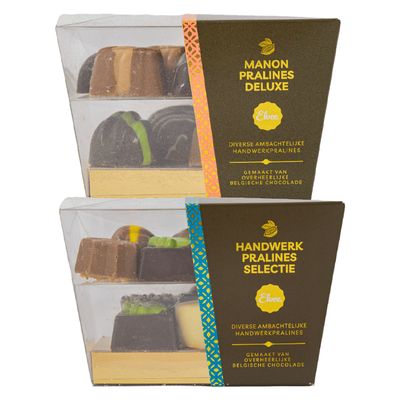 Elvee Handwerk pralines selectie en manon pralines de luxe