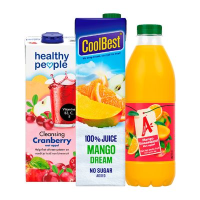 Coolbest 100% sap, Healty people en Appelsientje Vers geperst