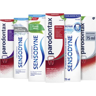 Alle Sensodyne en Parodontax tandpasta