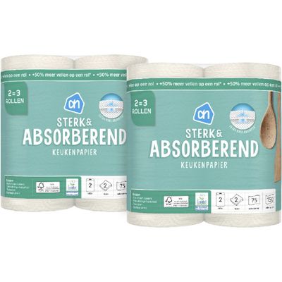 AH Keukenpapier sterk & absorberend 2=3 rollen