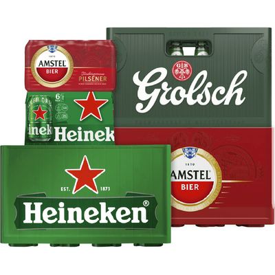 Alle Heineken, Amstel of Grolsch multipacks of kratten*