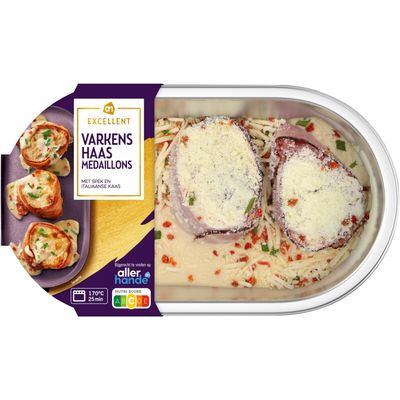 AH Excellent ovenschotel varkenshaas medaillons met kaas en spek