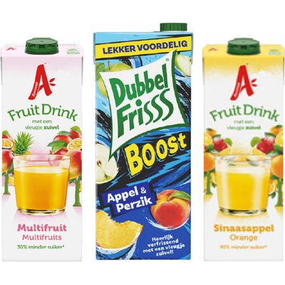 Alle Appelsientje FruitDrink en DubbelFrisss Boost 1-1.5 liter