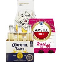Corona, Tripel Karmeliet of Amstel Rosé 