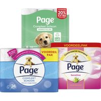 Page toiletpapier compleet schoon 24 rollen, gerecycled 18 rollen en sensitive 16 rollen