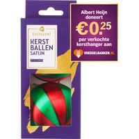 AH Excellent Kerstballen satijn groen rood