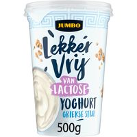 Jumbo Lekker Vrij van Lactose Yoghurt Griekse Stijl 500 g 