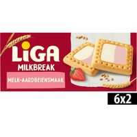 LiGA Milkbreak Koekjes Melk Aardbei 6 x 2 Stuks 245g