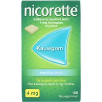 Nicorette Suikervrij Nicotine Kauwgom 4 mg Menthol Mint