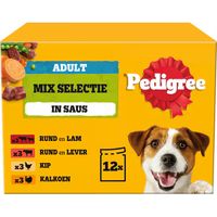 Pedigree Adult Maaltijdzakjes - Mix Selectie in saus - Hondenvoer 12 x 100g