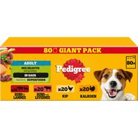 Pedigree Adult Maaltijdzakjes - Mix Selectie in saus - Hondenvoer - 80 x 100 g