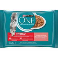 Purina One Sterilcat Mini-Filets in Jus met Zalm en Wortelen, 4 x 85g