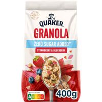 Quaker Cruesli Zero Sugar Added Granola Aardbei & Blauwe Bes 400g