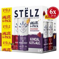 STËLZ - Hard Seltzer - Raspberry / Passionfruit Voordeelpack - 6 x 250ML
