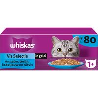 Whiskas 1+ Kattenvoer- Vis selectie in gelei - maaltijdzakjes multipack 80x85g